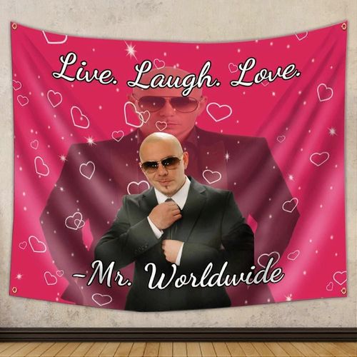 M. dans le monde entier dit de vivre rire amour drôle tapisserie chambre décor,Pitbull tapisserie affiche mur 3D boutique Art suspendu Pop