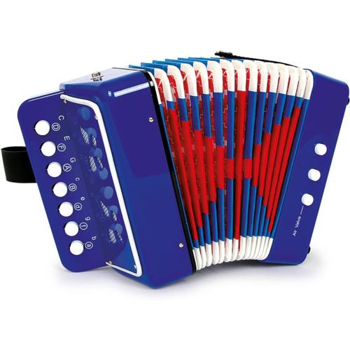 Accordéon ""Bleu"",Favorise Le Goût De La Musique Et Du Rythme,Instrument De Musique Avec Courroie,À Partir De 3 Ans