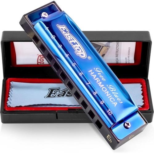 Blues Diatonic Harmonica Key Of Bb 10 Trous 20 Tons Harmonica Pour Adultes,Débutants,Joueurs Professionnels Et Étudiants ¿Bleu ¿