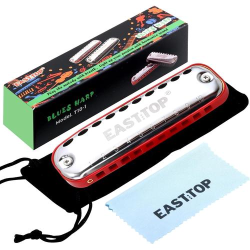 Junior Blues Harmonica,10 Trous C Key Harmonica Diatonique Orgue À Bouche Pour Débutant,Enfants,Enfants,Étudiants,Cadeau,Avec Bord Arrondi Et Pochette En Tissu,Rouge