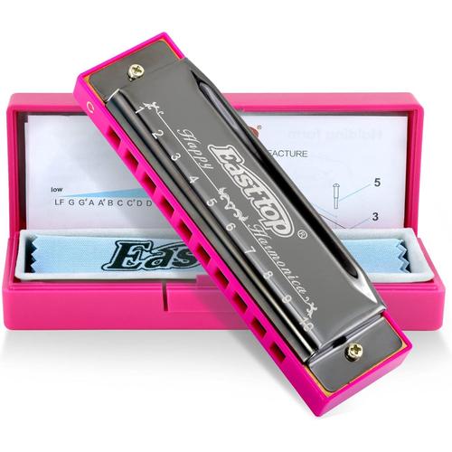 12 Trous 48 Tons Harmonica Chromatique Professionnel Clé C Avec Couvercle Noir,Harmonica Pour Adultes,Musiciens Professionnels Et Étudiants (Bk)