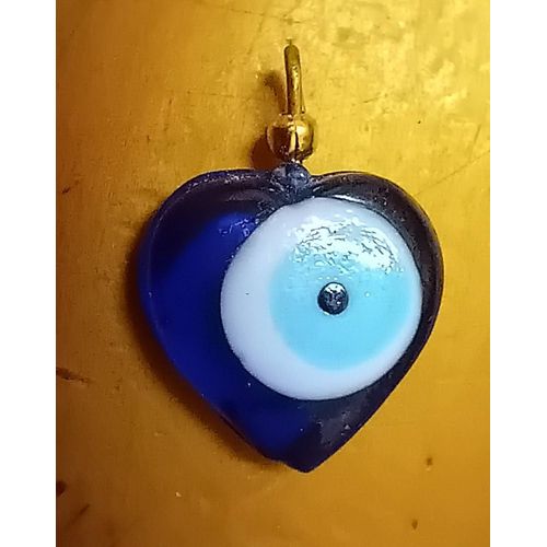 Pendentif Breloque Mauvais ?il En Forme De C?ur En Verre 1.8x1.8 Cm