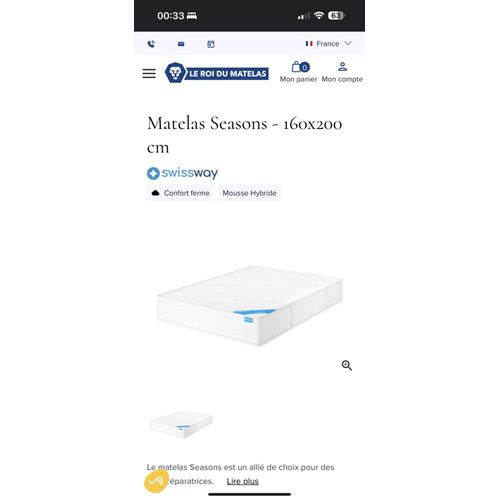 Vend Matela + Sommier Et Pieds ( Acheter 1000e ) Le Roi Du Matelas