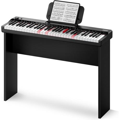 Clavier Électronique Piano 61 Touches, Indicateur Lumineux Guidance Designed For Beginners, With Detachable Piano Stand, Music Stand, Dk-10S Noir