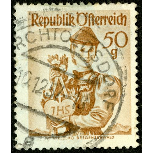 Timbre Oblitéré Republik Osterreich, 50 G, Vorarlberg Bregenzerwald
