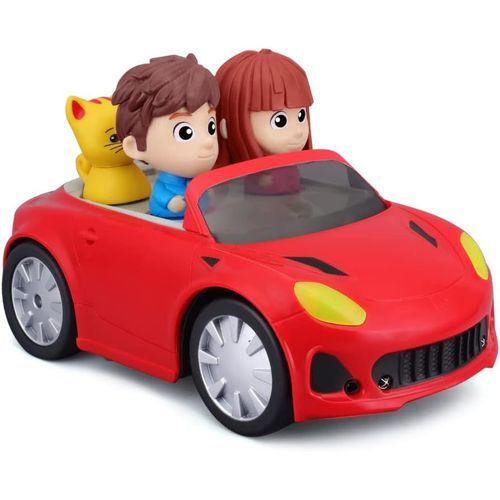 Bb Junior-Véhicule Bébé-Mon Premier Cabriolet Télécommandée-Versions Avec 2 Personnages Et 2 Animaux-Couleur Rouge-Phares Lumineux-Infra Rouge-95002
