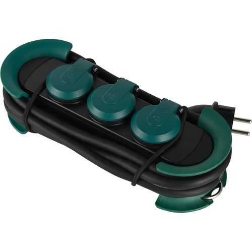 62573 Multiple Professional Multiple Multiple Multiprise Extérieur, 3 Prises Schuko Avec Prise Ip44, Pendentif Avec 2 Crochets, Câble En Caoutchouc H07Rn-F 3G1.5 3 Mètres