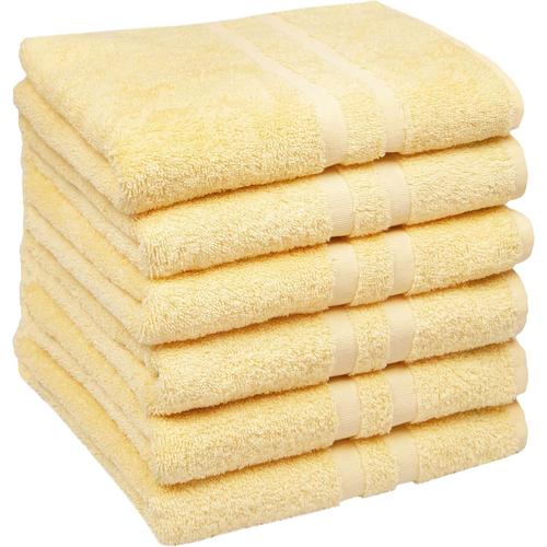 Set De 6 Serviettes De Toilette, 50x100 Cm, Coton, Jaune