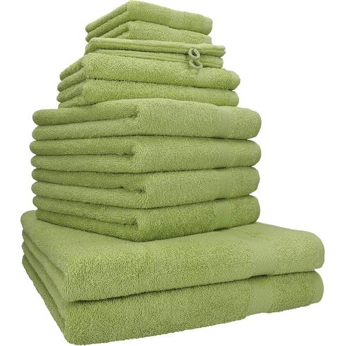 Lot De 12 Serviettes Premium Set De 2 Draps De Bain 4 Serviettes De Toilette 2 Serviettes D'invit¿¿ 2 Lavettes 2 Gants De Toilette 100% Coton Couleur Vert Avocat