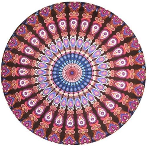 Serviette De Plage Ronde Boho Couverture De Plage Mandala Tapis De Yoga Rond Nappe En Tissu De M¿¿Ditation Pique-Nique Tapis Fait ¿¿ La Main, 150 * 150 Cm