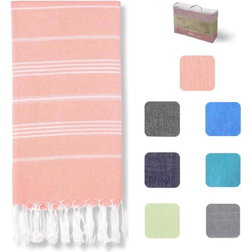 Serviette De Hammam 100 % Coton Recycl¿¿ - Durable Et Naturelle - Serviette De Sauna, Serviette De Plage, Serviette De Douche, Serviette De Bain, Serviette De Yoga - Bleu P¿¿Trole - 100 X 200 Cm