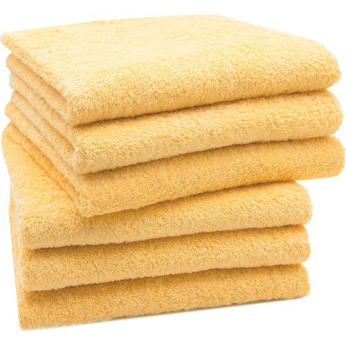 Set De 6 Serviettes De Toilette, 50x100 Cm, Coton, Jaune