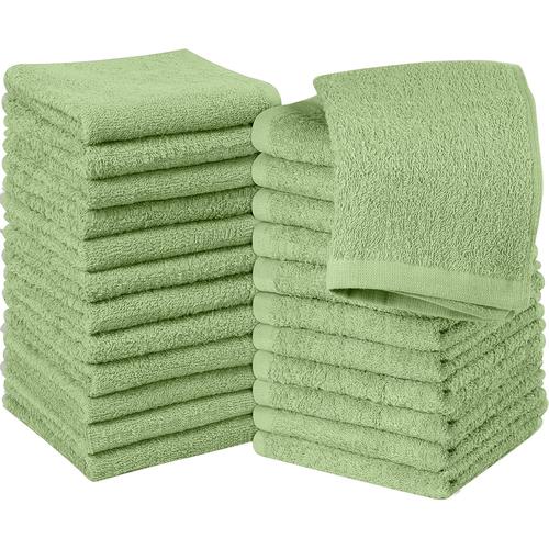 -Set De Gants De Toilette (Lot De 24 - Vert Sauge) -100% Coton Fil¿¿ ¿¿ L'anneau, Serviettes De Toilette 30 X 30 Cm, Debarbouillette Tr¿¿S Absorbants-Petite Serviettes