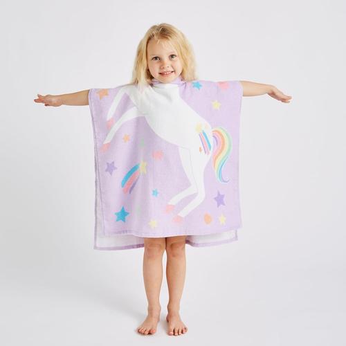 Poncho ¿¿ Capuche Licorne Pour Enfant Lilas 60 X 120 Cm