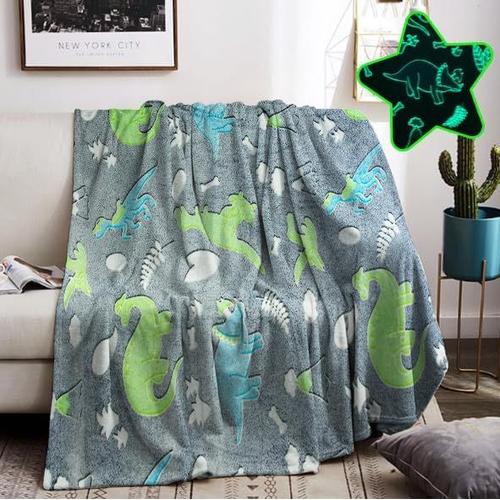 Couverture Lumineuse Dans Le Dinosaure,Couverture Et Chaude,Lit,Canapé Pour Enfant,Super Douce Et Moelleuse Pour Garçons Et Filles-Dinosaure B,150x200 Cm