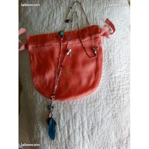 Gas Bijoux Sautoir Argent Turquoise