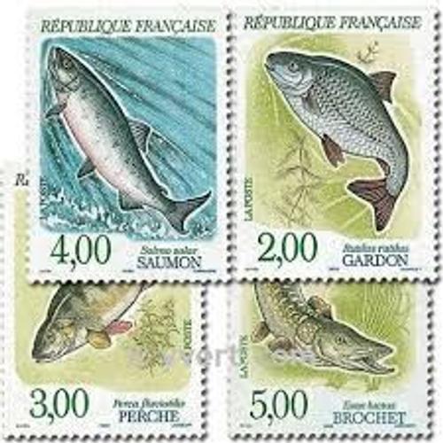 Série Nature De France (7) : Poissons D'eau Douce Série Complète Année 1990 N° 2663 2664 2665 2666 Yvert Et Tellier Luxe