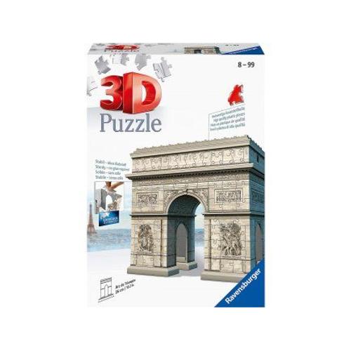 Coffret Puzzle 3d - Arc De Triomphe 216 Pi?Ces 26 Cm De Haut - Set Puzzle Monument De Paris + 1 Carte Tigre