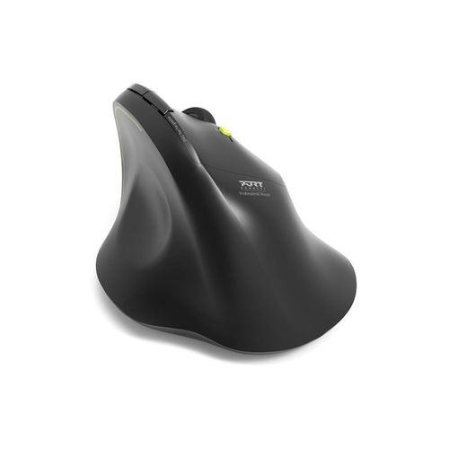 PORT Connect Professional ERGO SOFT - Souris - ergonomique - pour droitiers - optique - 5 boutons - sans fil - 2.4 GHz, Bluetooth - récepteur sans fil USB