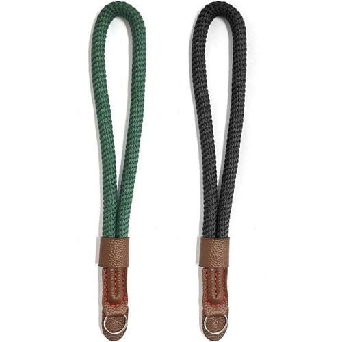 2 dragonnes auxiliaires pour Appareil Photo, dragonne Portable en Nylon réglable pour Appareil Photo Canon Nikon Sony Fujifilm Olympus Leica, etc. (Noir Vert)