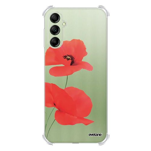 Coque Samsung Galaxy A14 Silicone Antichocs Solides Coins Renforcés Protection Housse Transparente Coquelicot Evetane