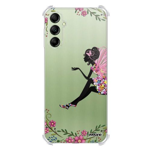 Coque Samsung Galaxy A14 Silicone Antichocs Solides Coins Renforcés Protection Housse Transparente Fée Fleurale Evetane
