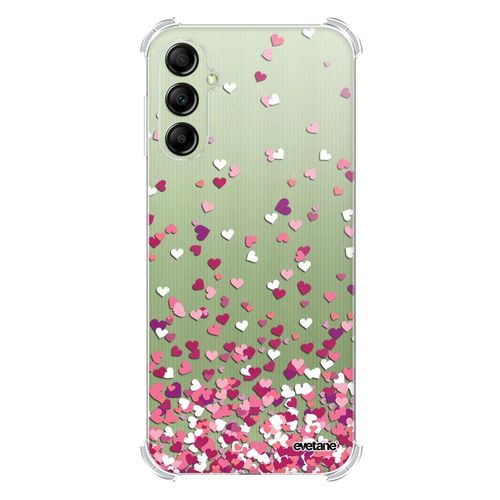 Coque Samsung Galaxy A14 Silicone Antichocs Solides Coins Renforcés Protection Housse Transparente Confettis De Coeur Evetane