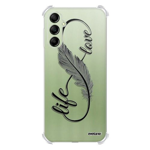 Coque Samsung Galaxy A14 Silicone Antichocs Solides Coins Renforcés Protection Housse Transparente Love Life Evetane