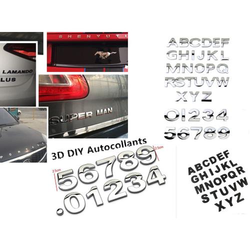 Métal 3d Diy Alphanumérique Autocollant Voiture - Autocollant Arrière (Silver Letter I)