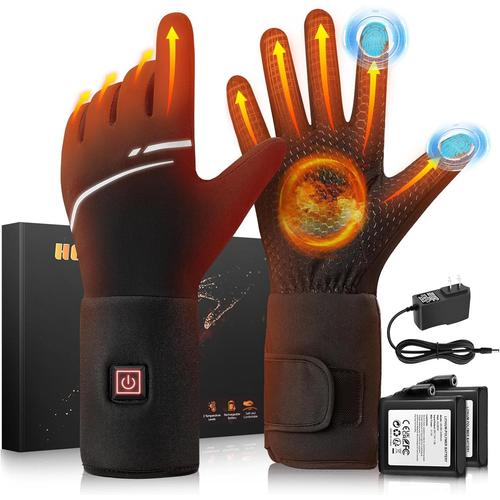 Gants Chauffants Fins Pour Homme Femme,7.4v 3200mah*2 Gants Électriques À Batterie Rechargeable,Gants Chauffants D'hiver Écran Tactile, 3 Température Réglablepour Randonnée, Ski, Randonnée