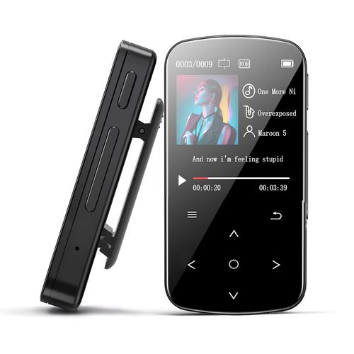 AGPTEK Lecteur MP3 Bluetooth 5.0 Sport 32 Go avec écran couleur TFT 1,5 pouces, mini lecteur de musique avec clip, prend en charge jusqu'à 128 Go de carte SD, avec bouton de volume indépendant, radio FM, podomètre