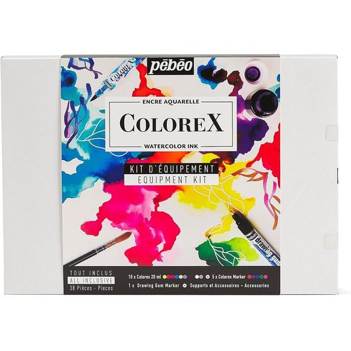 Pébéo Coffret Colorex Dessin & Illustration Aquarelle 10 X 20 Ml, 4 Marker Et 18 Accessoires
