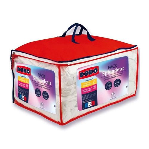 Pack Couette 220 X 240 Cm + 2 Oreillers 60 X 60 Cm - Splendeur - Garnissage 100% Polyester Fcs 300 G/M2 - Blanc - Dodo