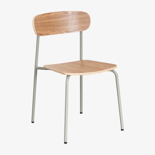Pack De 2 Chaises De Salle À Manger Empilables En Fer Et Bois Wilpier Vert Kaki