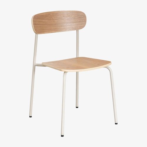 Pack De 2 Chaises De Salle À Manger Empilables En Fer Et Bois Wilpier Tapioca Beige