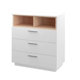 Vicco Commode Avec Tiroirs Beatrice, Blanc, 79.6 X 88 Cm Avec 3 Tiroirs Larges