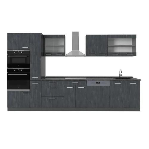 Cuisine Complète R-Line, 350 Cm , Pt Anthracite, Noir Béton/Anthracite, Vicco