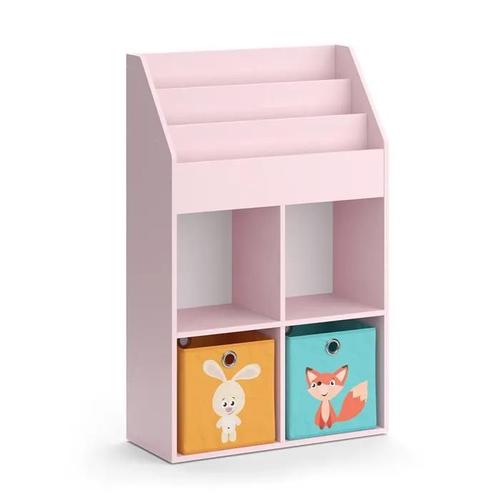 Vicco Bibliothèque Enfant Luigi, Rose, 72 X 114.2 Cm Avec 6 Boîtes Pliantes (Multicolores)