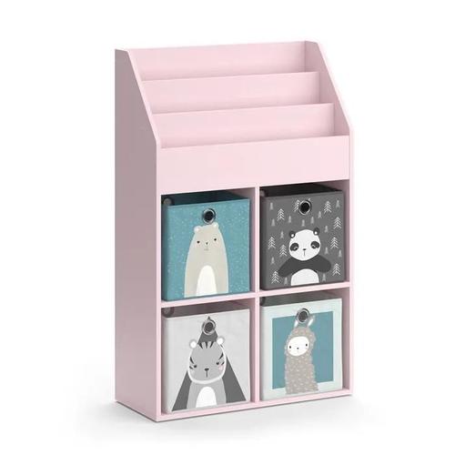 Vicco Bibliothèque Enfant Luigi, Rose, 72 X 114.2 Cm Avec 4 Boîtes Pliantes