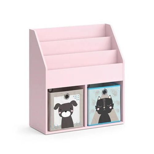 Vicco Bibliothèque Enfant Luigi, Rose, 72 X 79 Cm Avec 2 Boîtes Pliantes (Chien, Chat)