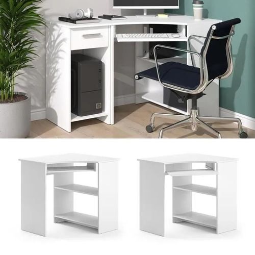 Vicco Bureau En Angle Bureau Bureau Informatique Odin Blanc Table De Travail Tablette