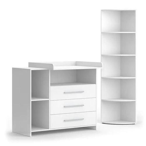 Vicco Ensemble Pour Chambre D'enfant Oskar, Blanc, 2 Pièces, Avec Commode À Langer Et Étagère À Jouets