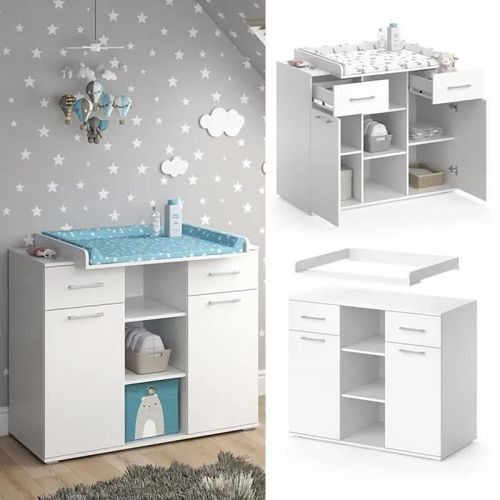 Vicco Commode À Langer Table À Langer Étagère À Langer Leonie Blanc Avec Plan À Langer Étagère Bébé