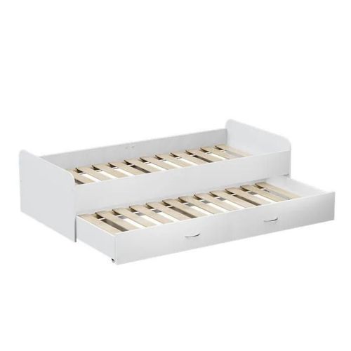 Oskar Store Lit Pour Enfant Jaspar, Blanc, 90x200 Cm Avec Sommier À Lattes, Sans Matelas