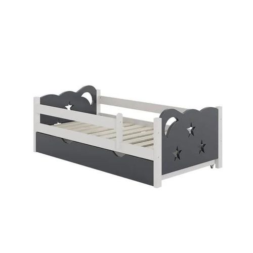 Vitalispa Lit Pour Enfant Jessica, Gris, 70x140 Cm Avec Tiroir, Sans Matelas