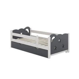 Vitalispa Lit Pour Enfant Jessica, Gris, 70x140 Cm Avec Tiroir, Sans Matelas