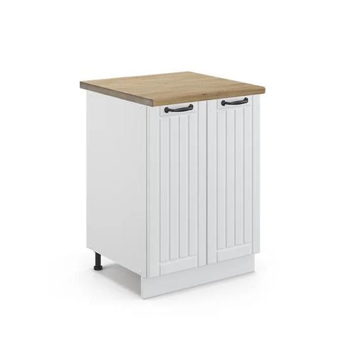 Vicco Meuble Bas De Cuisine Fame-Line, Blanc Campagne, 60 Cm, Pa Chêne
