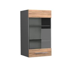 Vicco Meuble De Cuisine Haut Vitré Fame-Line, Chêne De Force Doré, 40 Cm