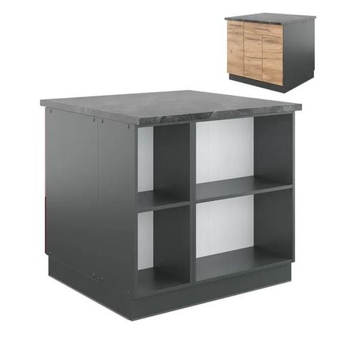Vicco Îlot De Cuisine Fame-Line, Chêne Doré/Anthracite, 90 Cm Avec Tiroir, Sans Plan De Travail