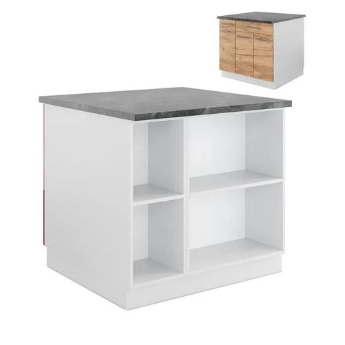 Vicco Îlot De Cuisine Fame-Line, Chêne Doré/Blanc, 90 Cm Avec Tiroir, Sans Plan De Travail